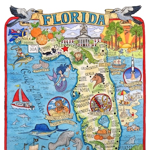 Kaart van de staat Florida, 8 x 10 inch, kunstafdruk