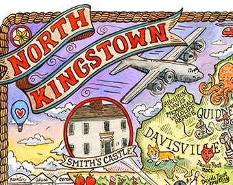 North Kingstown Rhode Island Map Art Print 11"x 14"