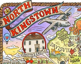 North Kingstown Rhode Island Map Art Print 8" x 10"
