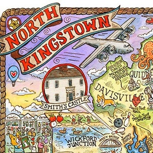 North Kingstown Rhode Island kaart Art Print 8 "x 10"