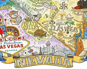 Nevada State Map Art Print 8" x 10"