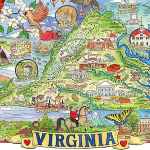 Virginia State Map 8"x 10" Art Print