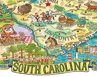 South Carolina State Map 16"x 20" Art Print
