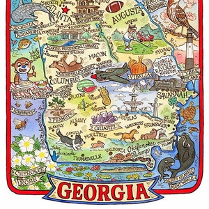Stampa artistica della mappa della Georgia 11"x14"