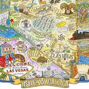Kunstdruk kaart staat Nevada: 11 x 14 inch