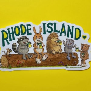 Rhode Island Drinking Buddies Vinyl Sticker 5 x 2 1/2 image 1