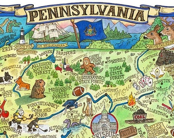 Pennsylvania State Map Art Print 11"x 14"