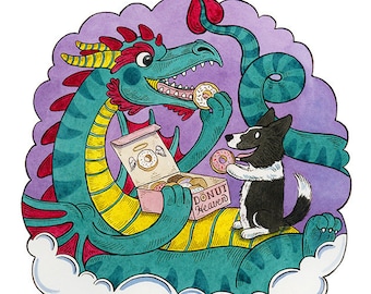 Corgi Dreams Dragon Art Print