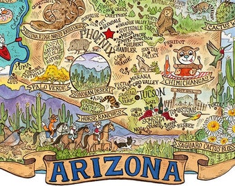 Arizona State Map Art Print 8" x 10"