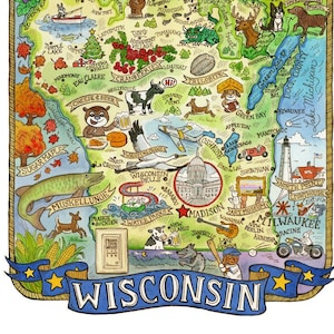 Wisconsin State Map Art Print 11&quot; x 14&quot;