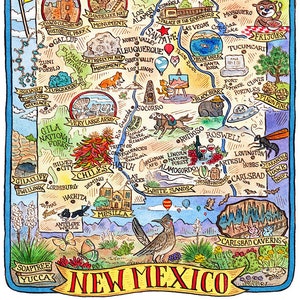 Impresión artística del mapa del estado de Nuevo México (40,6 x 50,8 cm)