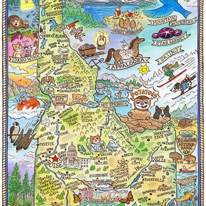 Idaho State Map Art Print 8" X 10" - Etsy