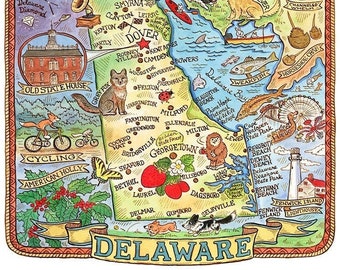 Delaware State Map Art Print 16" x 20"
