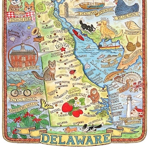 Delaware State Map Art Print 8" x 10"