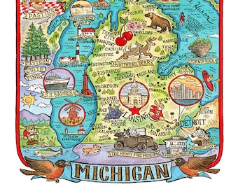 Michigan State Map Art Print 8" x 10"