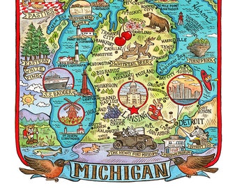 Michigan staat kaart Art Print 16 "x 20"