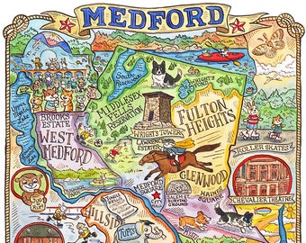 Medford Massachusetts Map Art Print 11"x 14"