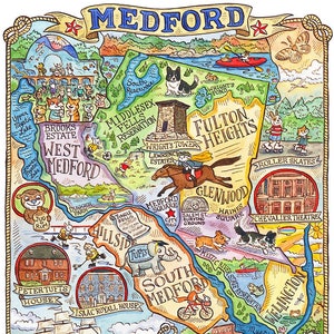 Medford Massachusetts Map Art Print 11x 14 image 1