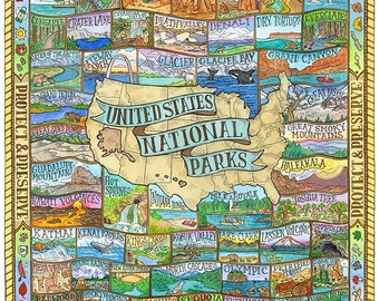 National Parks United States Art Print 11"x14"