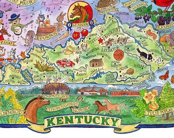 Kentucky State Map Art Print 11"x 14"