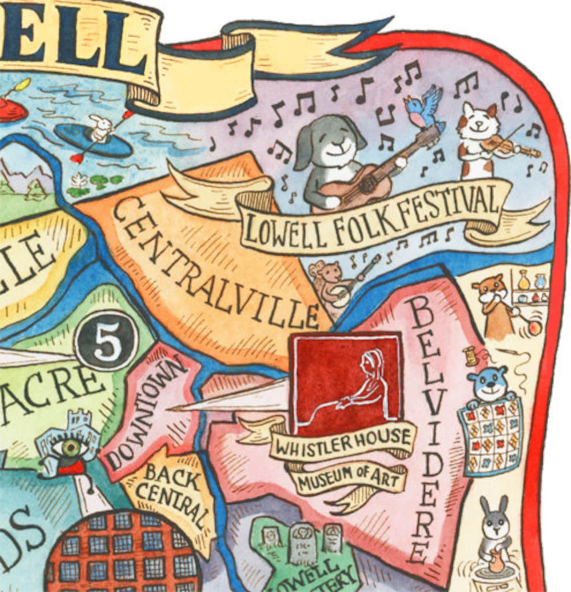 Lowell Massachusetts Neighborhood Map 11x14 Art - Etsy