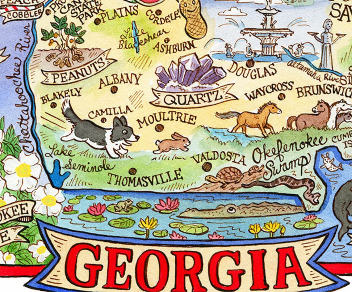 Georgia Map Art Print 8x 10 - Etsy