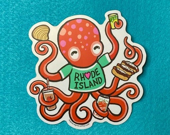 Rhode Island Octopus Vinyl Sticker 2 1/4”