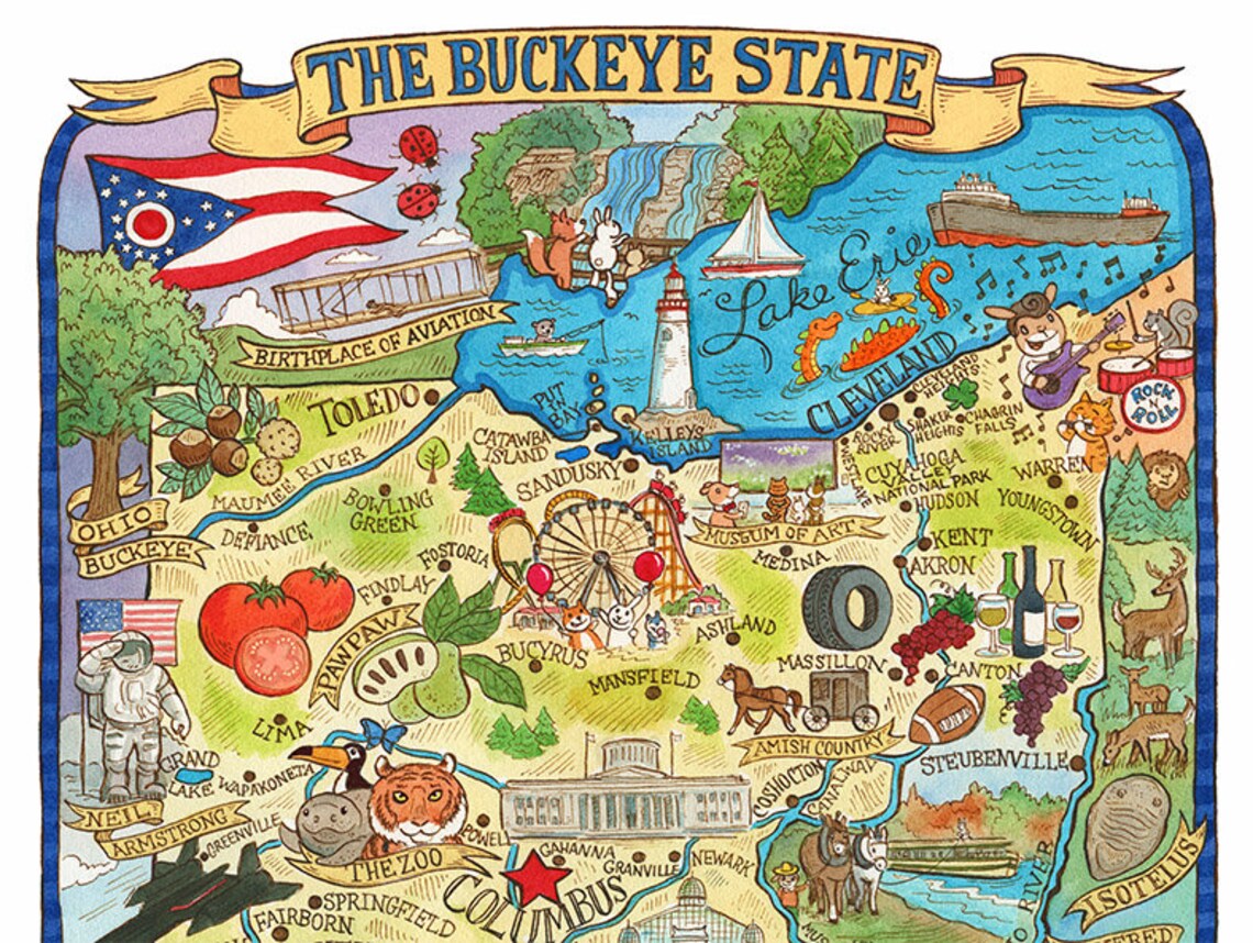 Ohio State Map 16x 20 Art Print | Etsy