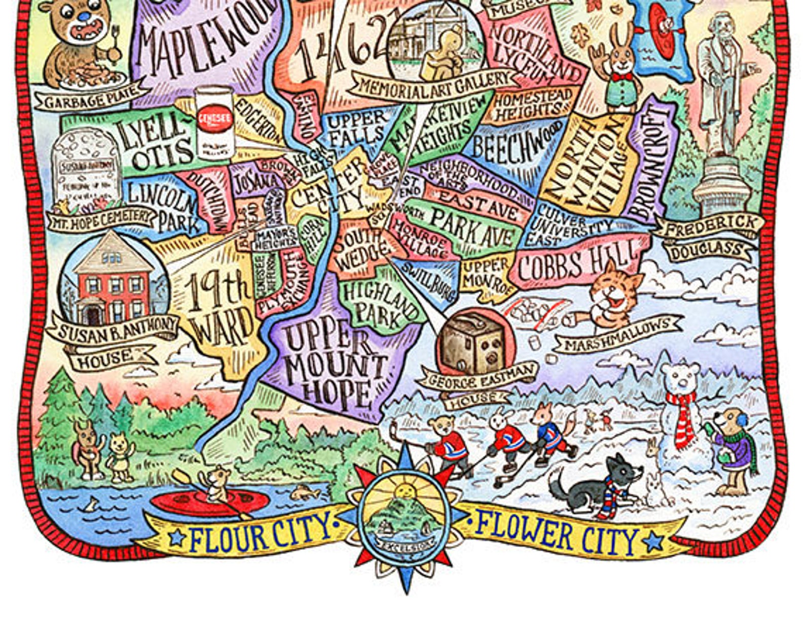 Rochester New York Map Art Print 11"x 14" - Etsy