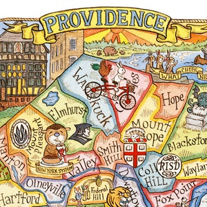 Carte artistique Providence Rhode Island 16 x 20 po