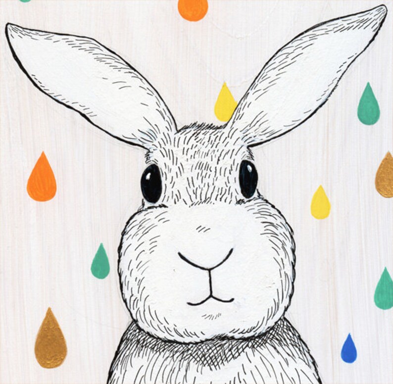 Colorful Raindrop Bunny Art Print - Etsy
