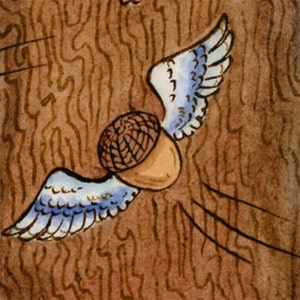 Flying Squirrel Acorn Art Print 11 x 14 Nutty Flyers image 4