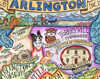 Arlington Massachusetts Map Art Print 11"x 14"
