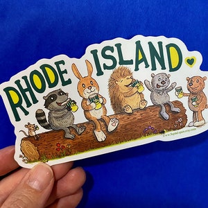 Rhode Island Drinking Buddies Vinyl Sticker 5 x 2 1/2 image 2