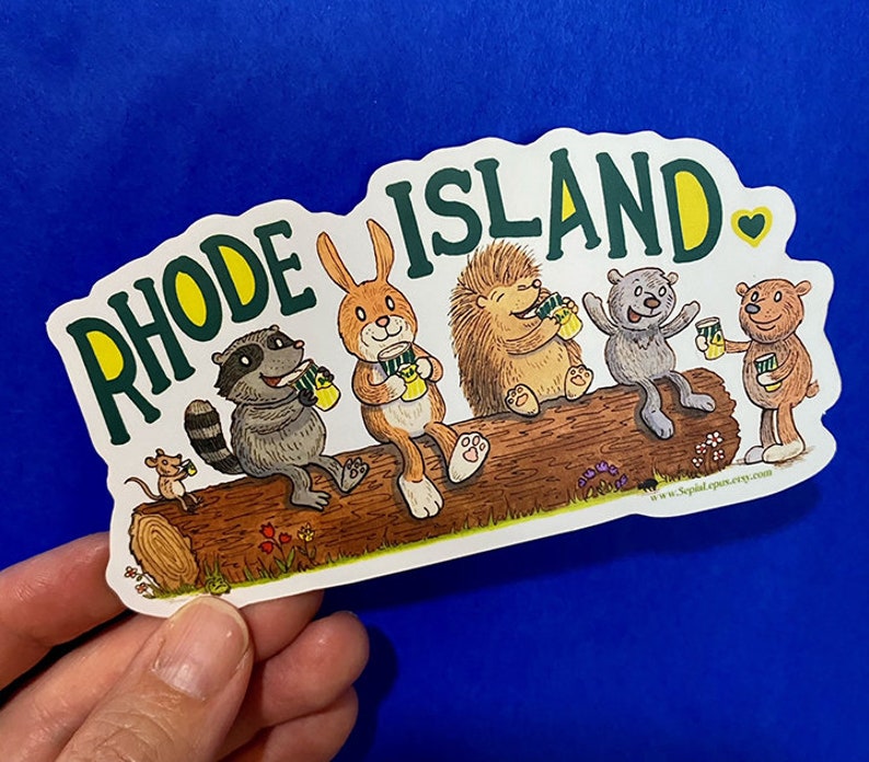 Rhode Island Drinking Buddies Vinyl Sticker 5 x 2 1/2 image 2