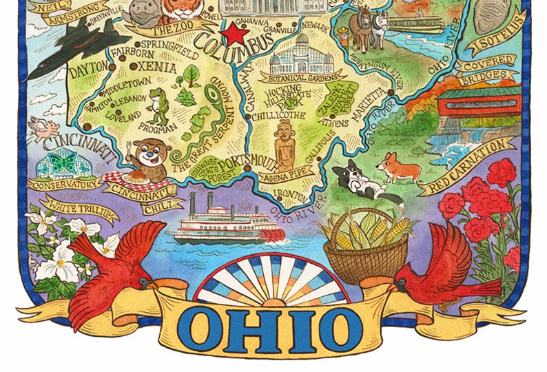 Ohio State Map 16x 20 Art Print | Etsy