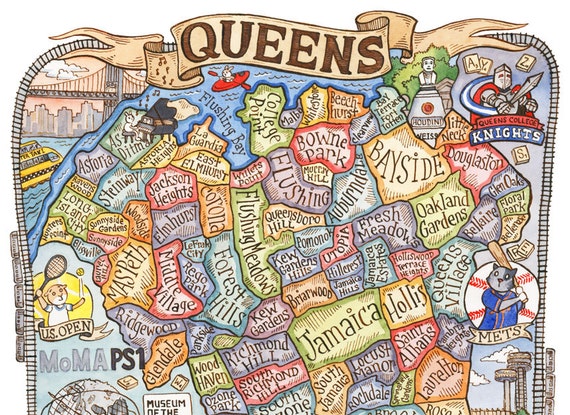 Queens New York Map Art Print 11