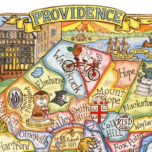 Providence Rhode Island Art Map 8 x 10 image 1