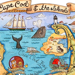 Karte von Cape Cod Kunstdruck 8 "x 10"