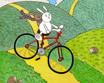 Reckless Bunny Red Fahrrad Kunstdruck