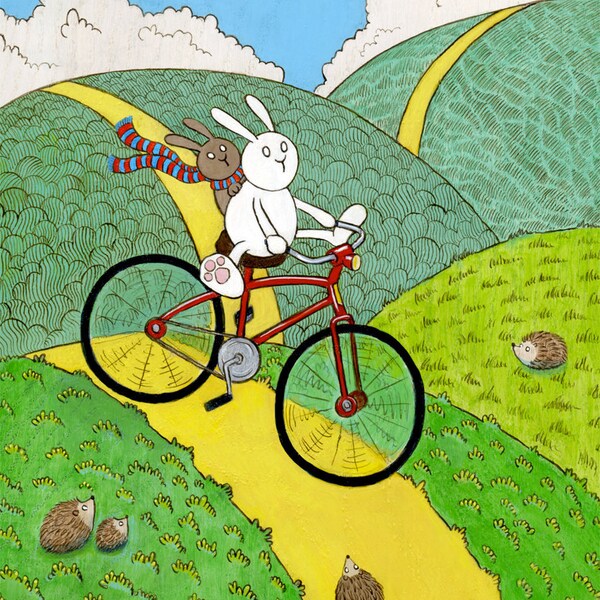 Reckless Bunny Red Bicycle Art Print