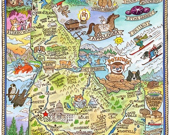 Idaho State Map Art Print 16" x 20"