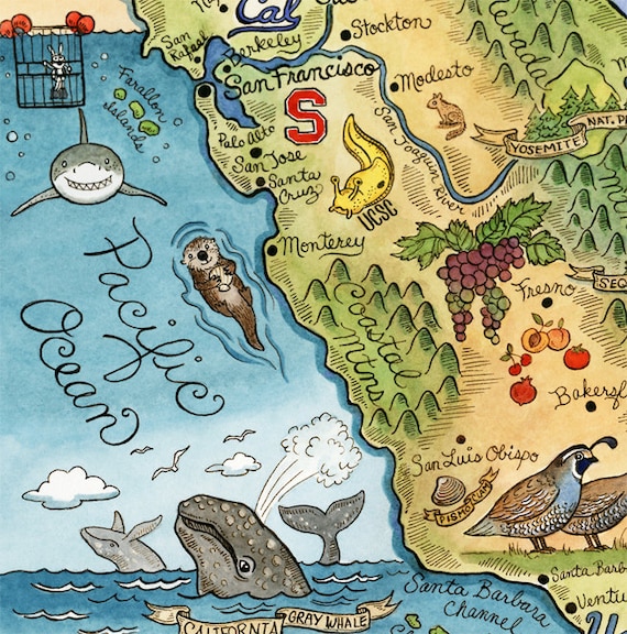 California Map Art Print 8
