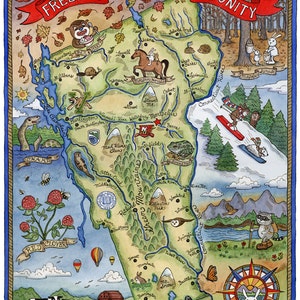 Impression artistique de la carte de l'état du Vermont 20 x 10 po