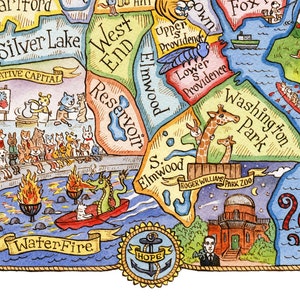 Providence Rhode Island Art Map 8 x 10 image 3