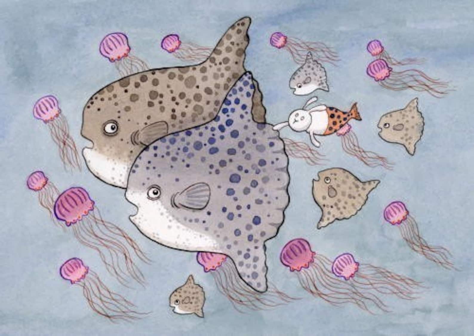 Ocean Sunfish Art, Mola Mola Art, Fish,ocean - Along for the Ride - Etsy