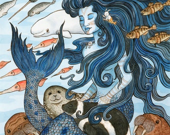 Sedna Arctic Mermaid Sea Goddess Art Print 8"x10"