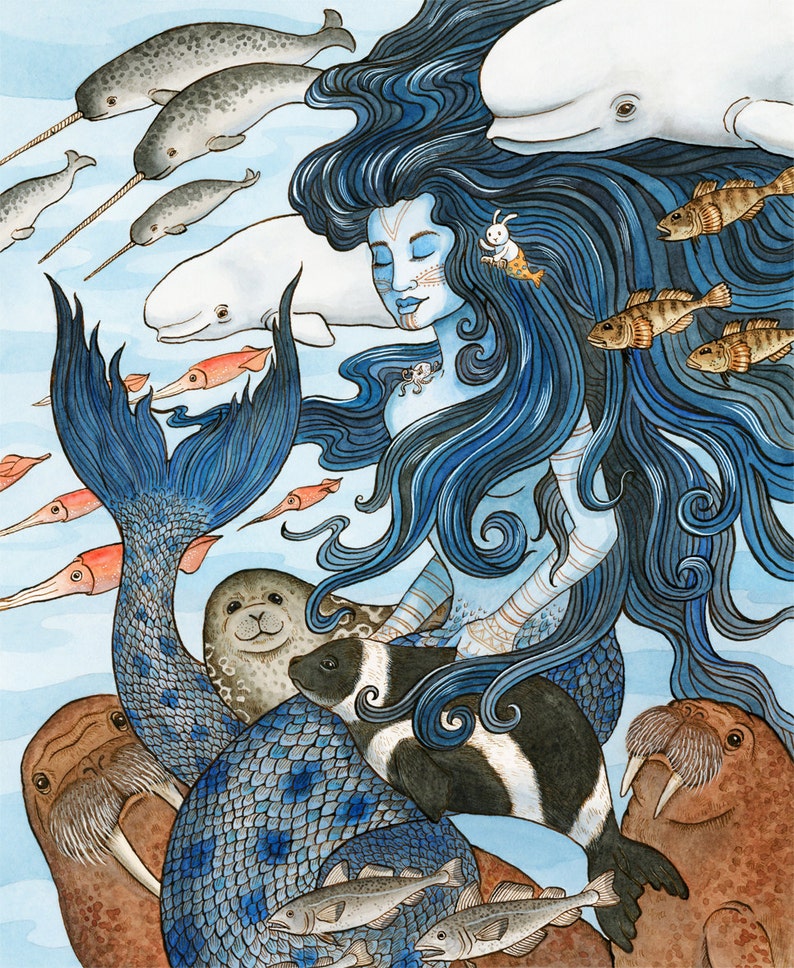 Sedna Arctic Mermaid Sea Goddess Art Print 8x10 image 1