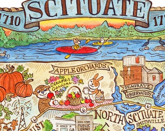 Scituate Rhode Island Map Art Print 11" x 14"