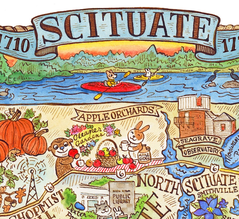 Scituate Rhode Island Map Art Print 11 X 14 Etsy